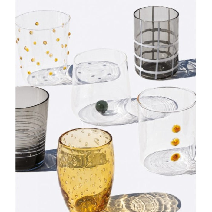 Copo de vidro Melting Pot - Cinza e Âmbar | Conjunto com 6 unidades