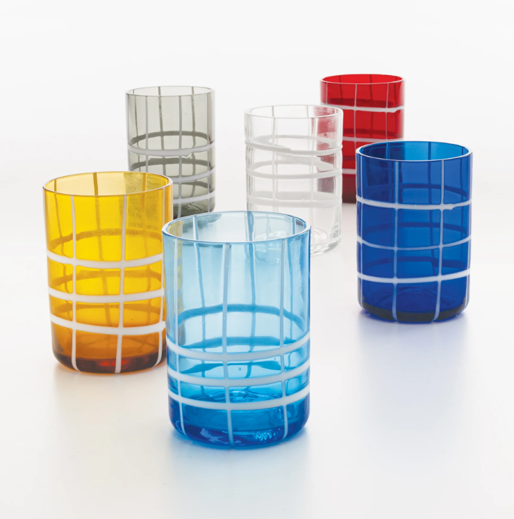 Copo de vidro Twiddle - Cores sortidas | Conjunto com 6 unidades