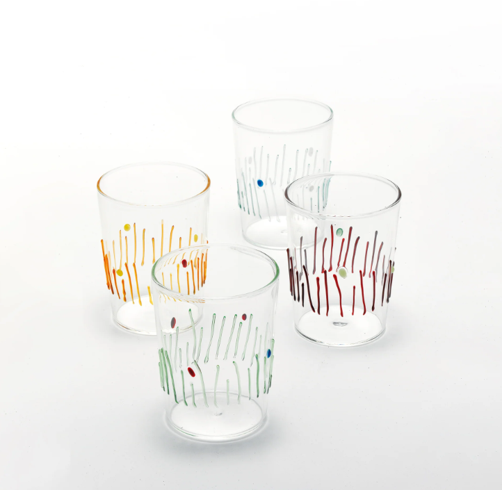Copo de vidro borosilicato 4 Stagioni - Cores sortidas | Conjunto com 4 unidades