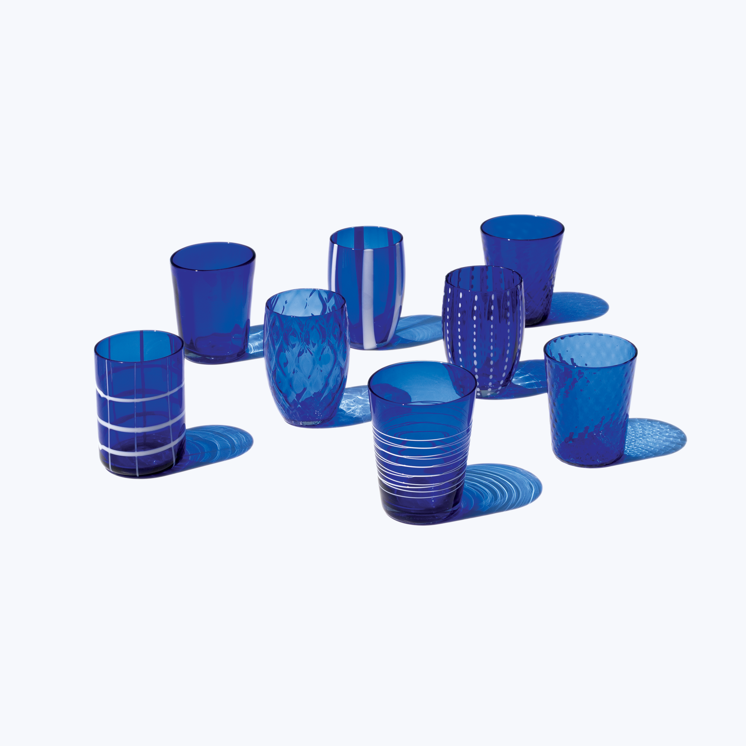 Copo de vidro Melting Pot - Azul | Conjunto com 6 unidades