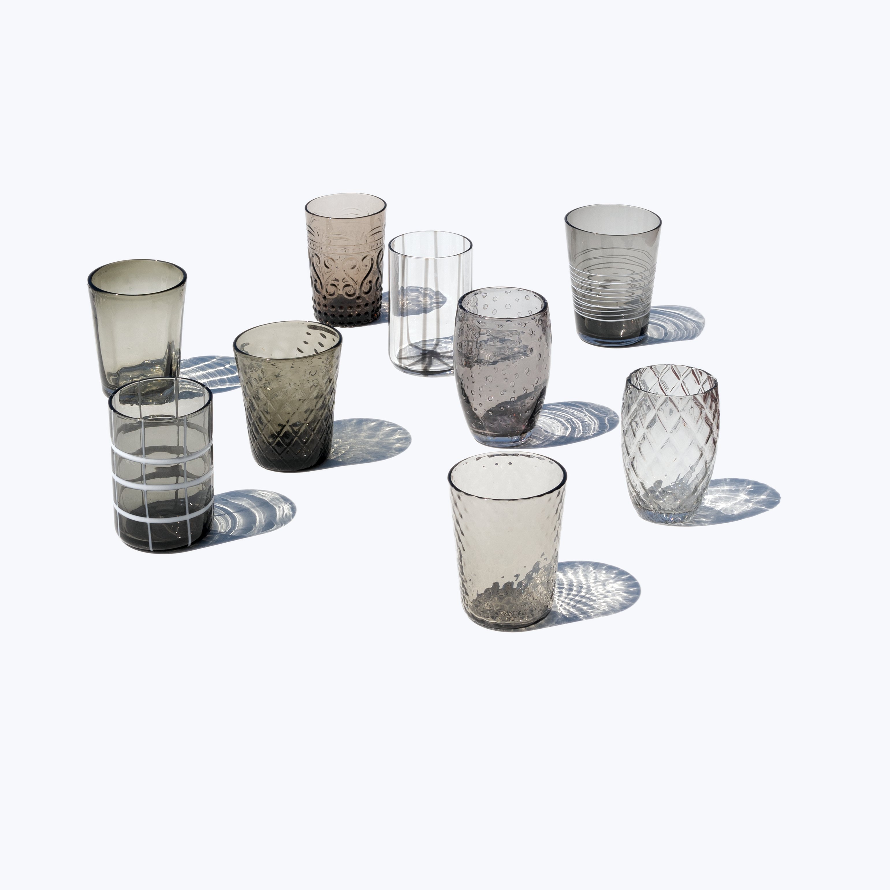 Copo de vidro Melting Pot - Cinza | Conjunto com 6 unidades