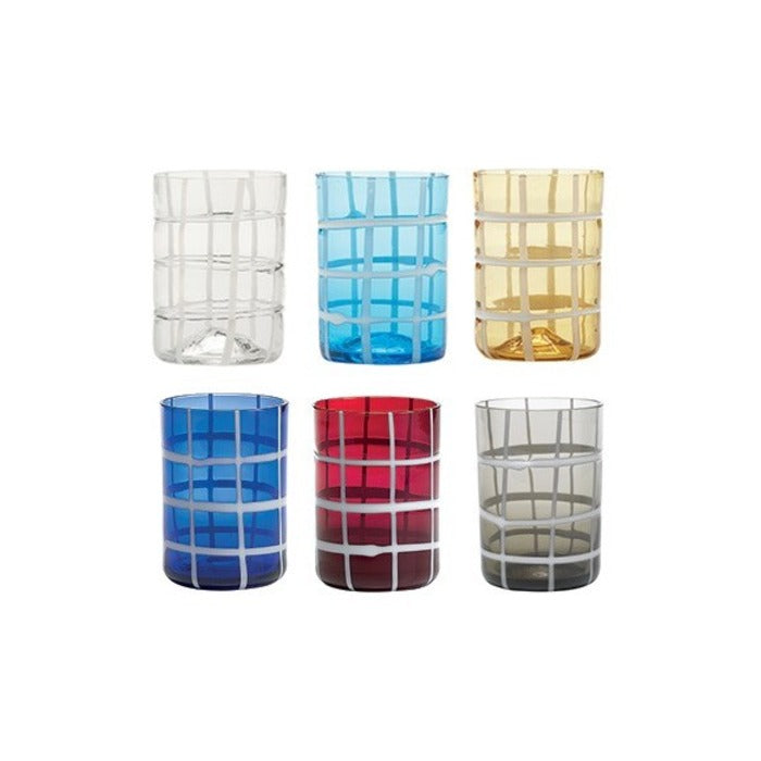 Copo de vidro Twiddle - Cores sortidas | Conjunto com 6 unidades
