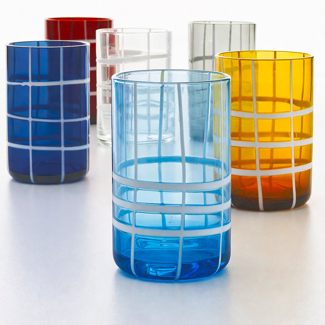 Copo de vidro Twiddle - Cores sortidas | Conjunto com 6 unidades